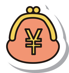 ステッカー風ビジネスアイコン　小銭入れ