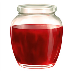 Strawberry Jam in Jar Isolated Detailed Hand Drawn Painting Illustration