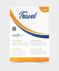 Travel Flyer, Vector paint brush clipping masks for flyer, presentation, brochure, banner, poster design.