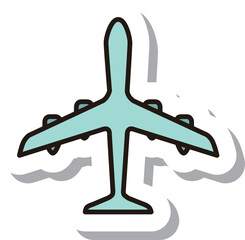 ステッカー風ビジネスアイコン　飛行機