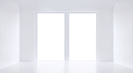 Fototapeta na wymiar White empty blank room with window. Generative Ai