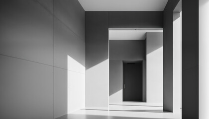 Modern gray concrete empty hallway, office building. Generative Ai