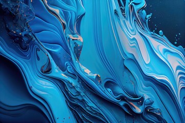 Abstract art blue paint background with fluid liquid grunge texture. Generative AI.