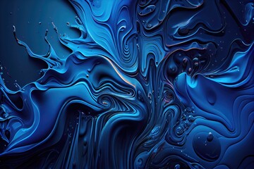 Abstract art blue paint background with fluid liquid grunge texture. Generative AI.