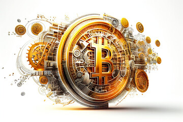 Bitcoin futurist coin cryptocurrency btc white background