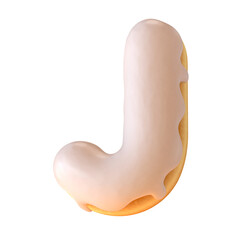 Glazed donut font 3d rendering letter J