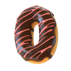 Glazed donut font 3d rendering letter O
