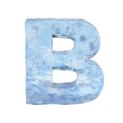 Ice font 3d rendering, letter B