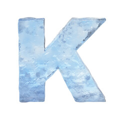Ice font 3d rendering, letter K