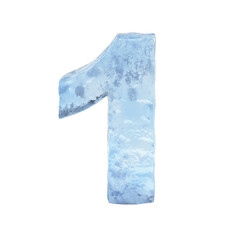 Ice font 3d rendering, number 1