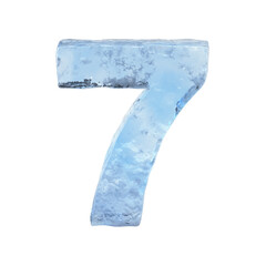 Ice font 3d rendering, number 7