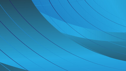 Abstract blue color wave on black stripes background. Smooth gradient minimal object.