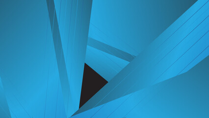 Abstract blue color wave on black stripes background. Smooth gradient minimal object.