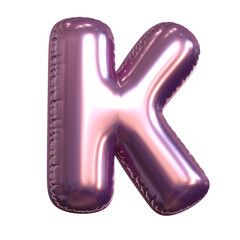 Pink metallic balloon font 3d rendering, letter K