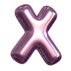 Pink metallic balloon font 3d rendering, letter X