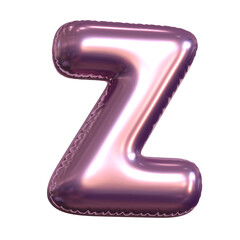 Pink metallic balloon font 3d rendering, letter Z