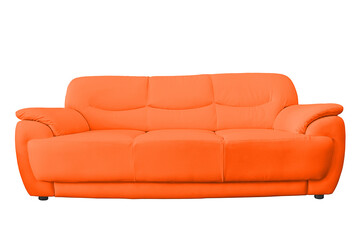 Orange leather sofa