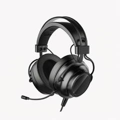 Fototapeta na wymiar black gaming headphone isolated on white background. Generative ai