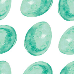 Seamless pattern Green watercolor egg, happy easter