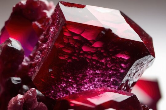macro mineral stone close up of a ruby on a white background. Generative AI