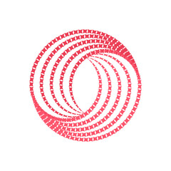 dynamic twisted bagel with red square stars vector isolated illustration in white background