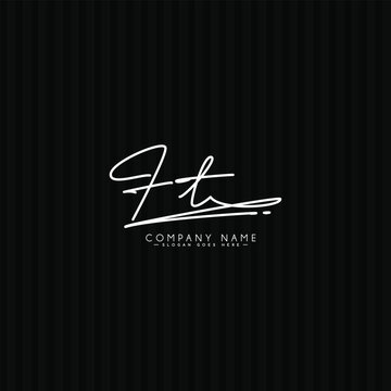 FT Simple Signature Logo - Handwritten Vector Template for F and T Logo