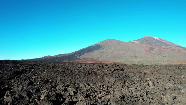 Low track over cold lava flow, volcano teide Tenerife, 