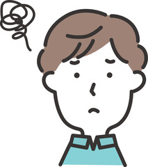 悩んでいる若い男性のイラスト