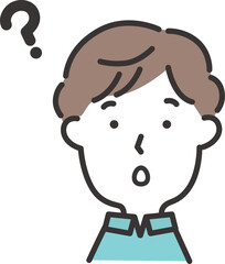 疑問顔の若い男性のイラスト