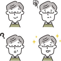 高齢男性の表情リアクションセット