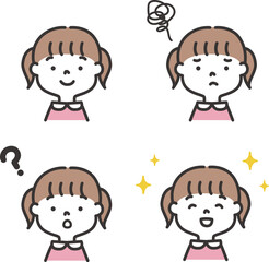 女の子の表情リアクションセット