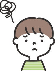 Obraz premium 悩んでいる男の子のイラスト