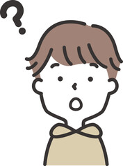 疑問顔の若い男の子のイラスト