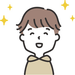 笑顔で喜んでいる若い男の子のイラスト
