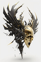 Dark black horror angel. modern sculpture. Designed using generative ai