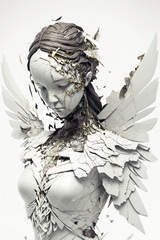 marble and gold abstract statue. modern sculpture. Designed using generative ai