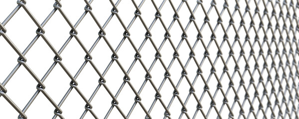 Naklejka premium Metal chain link fences Perspective view - Png Transparent 3D Image 