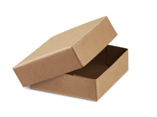 layout of a square cardboard packaging box, isolate on a white background