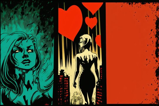 beautifulya designed alternative valentines card, cartoon style, red heart, modern design