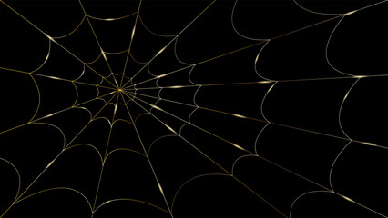 The original background with a golden web on a black background. Vector illustration
