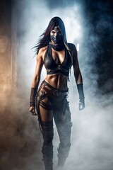 Obraz premium Female ninja assassin warrior. Designed using generative ai. 
