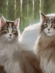 Norwegian Forest Cat Portrait, Generative AI