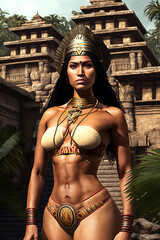 Female inka or maya princess. Designed using generative ai.  - obrazy, fototapety, plakaty