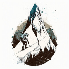 Modern design logo of a mountain. Mockup for T-Shirts. Vector style Logodesign. Designed using generative ai. 