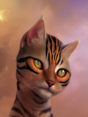 Ocicat Cat Portrait, Generative AI