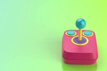 Colorful retro computer joystick on green background © magraphics