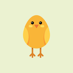 Vector illustration of yellow chicken, symbol of Easter, Easter holiday, pet, little chicken.