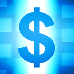 Obraz premium dollar symbol on blue light.AI