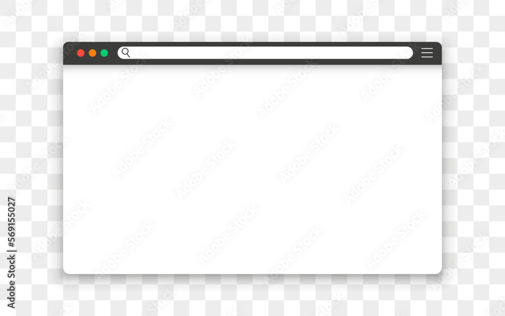 Poster Browser window template with shadow on a transparent background