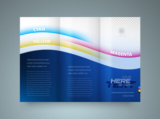 Cmyk color curves polygraphy printing theme Trifold Cover design template vector